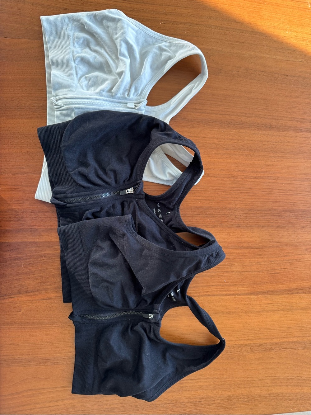 3 Front-Zip Sports Bras - Black & White